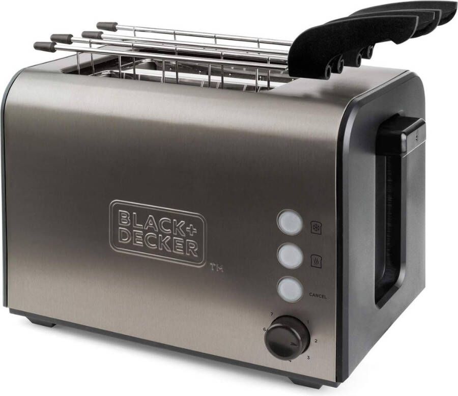 ALLGoods. Broodrooster met Tostiklemmen Tosti Apparaat 900 Watt – Toaster 240 Volt – Zwart Grijs