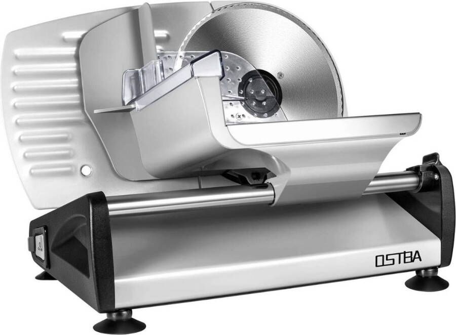 ALLGoods. Ostba Pro Kitchen Snijmachine – Verschillende Diktes – RVS Snijblad – Vleessnijmachine voor Thuis – Broodsnijmachine – Snijmachine Allessnijder – Vleeswarensnijmachine Zilver