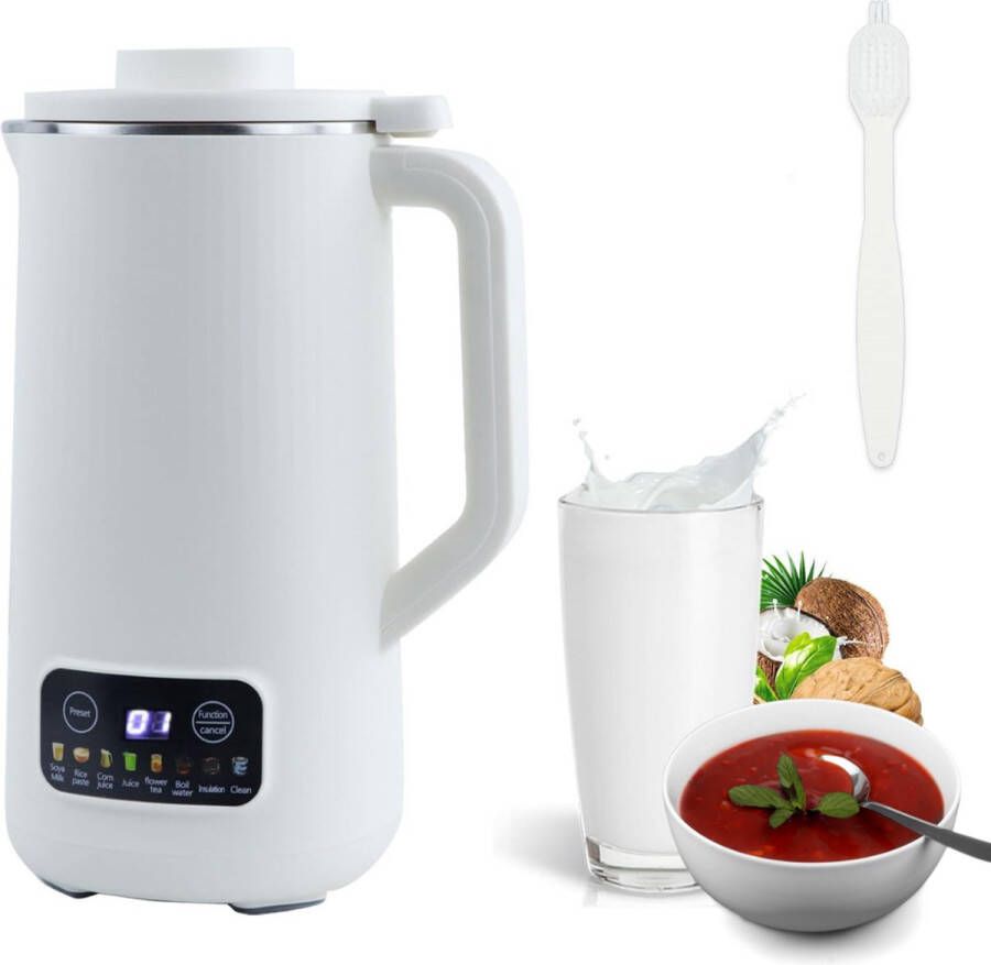 ALLGoods. Sojamelk Maker – Milk Maker 600ml – Soepmaker 220V – Soupmaker – Melkmachine – 10 Krachtige Messen – met LED-Scherm – Magnetische Deksel – met Verwarmingsfunctie Wit