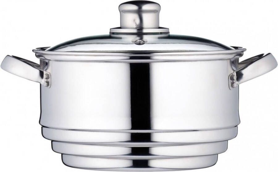 Stalen Stoompot – Stoompan – Stoomkokers – Stoomkoker Baby – Stoom Koker – met Pan Diameter 16 18 en 20 cm Zilver
