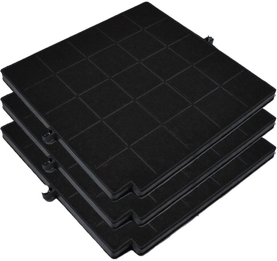 AllSpares Koolstoffilter voor afzuigkappen (3 St.) geschikt voor o.a. Airforce AFFCAF16CS F16 Bosch Siemens Neff 17000822 HEZ381700 Whirlpool AMC981 (256x261x16mm)