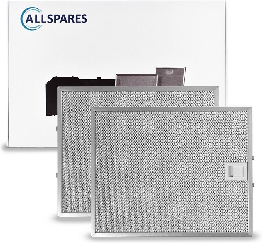 AllSpares Metaalfilter (2x) voor afzuigkappen geschikt voor Bosch Siemens Neff 00353110 353110 (310x250x8mm)