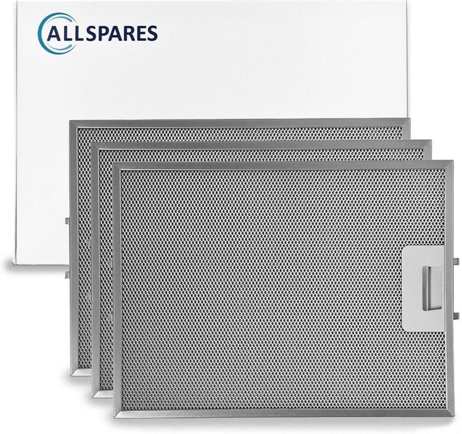 AllSpares Metaalfilter (3x) voor afzuigkappen geschikt voor Pelgrim 88019356 46219 (327x247mm)