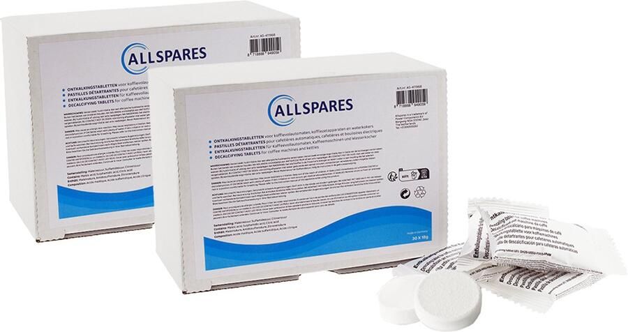 AllSpares Universele Ontkalkingstabletten (2x 30 St.) voor koffievolautomaten en thermoskannen