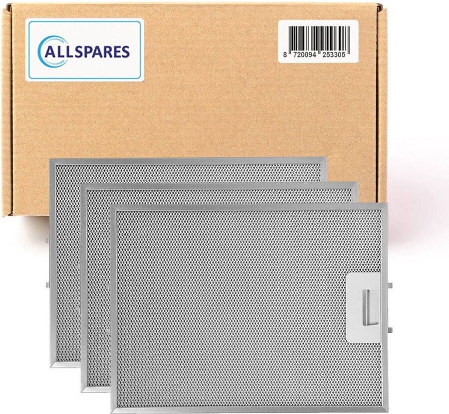 AllSpares Metaalfilter (3x) voor afzuigkappen geschikt voor Pelgrim 88019356 46219 (327x247mm) - Foto 2