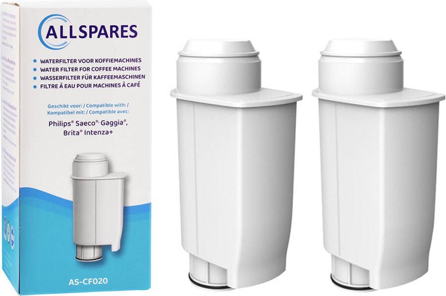AllSpares Waterfilter (2x) geschikt voor o.a. Philips Saeco koffiemachines vervangingsfilter voor BRITA Intenza+ en Philips Saeco CA6702