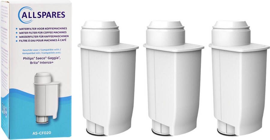 AllSpares Waterfilter (3x) geschikt voor o.a. Philips Saeco koffiemachines vervangingsfilter voor BRITA Intenza+ en Philips Saeco CA6702