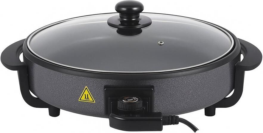 Almina Elektrische Hapjespan met Glazen Deksel – Ø 32 cm – 9 cm Hoog – Excellent Electrics – Koken & Tafelen – Hapjespannen