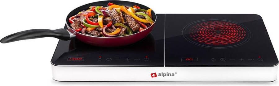 Alpina 2-Pits Inductie Kookplaat 2 Kookzones Kinderslot Digitaal display 3500 Watt