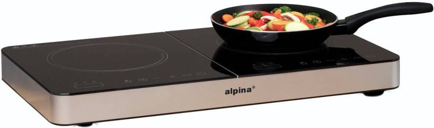 Alpina 2-Pits Inductie Kookplaat Vrijstaand Inductiekookplaat met 2 Kookzones Touch Bediening Kinderslot en Timer Functie Digitaal display 200-2000W