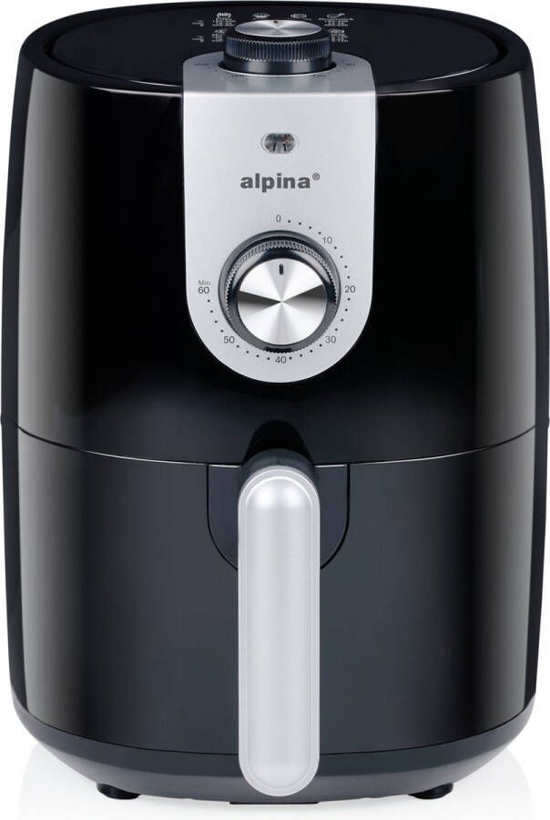 Alpina Airfryer 2L Air Fryer Geschikt voor 2 tot 3 Personen Heteluchtfriteuse met Timer en Aanpasbare Temperatuur Hetelucht Oven Airfryer Kunststof Zwart - Foto 2