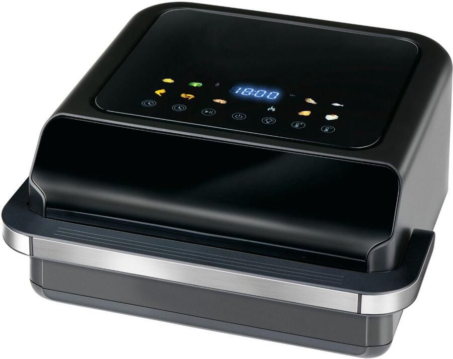 Alpina Airfryer voor Pizza's tot 30 cm Heteluchtfriteuse met 9 Programma's Digitaal Display en Instelbare Temperatuur 80-230°C 6 Liter Zwart