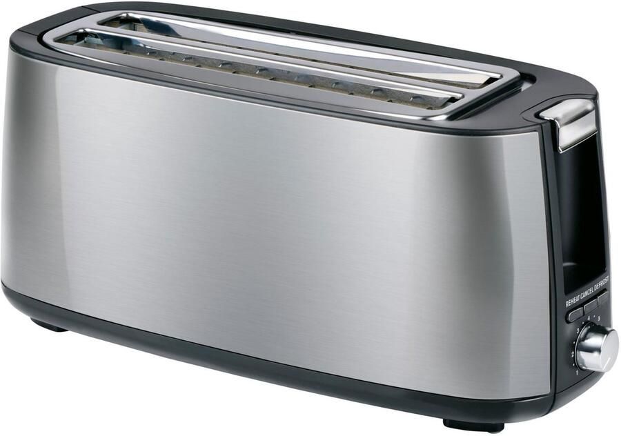 Alpina Broodrooster 1400 Watt Toaster voor 4 Sneetjes met Kruimellade Instelbare Bruiningsstand Tosti RVS Behuizing