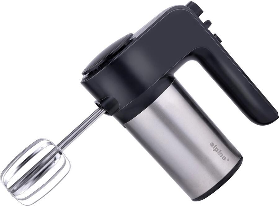 Alpina Elektrische Handmixer 230 V 6 Snelheidsstanden Elektrische Mixer 400 W 2 Gardes en 2 Deeghaken met Opbergstandaard Keukenmixer ABS RVS Zwart
