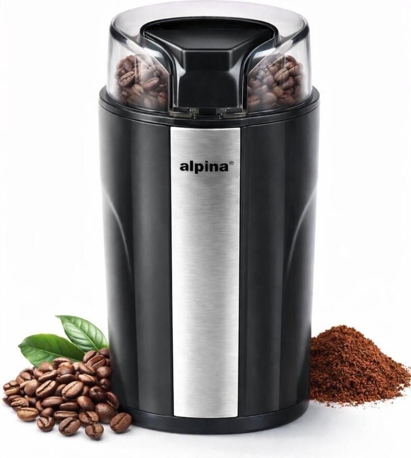 Alpina Elektrische Koffiemolen 200W Coffee Grinder voor 70g Koffiebonen Bonenmaler met RVS Messen Maler met Veiligheidsslot Zwart - Foto 2
