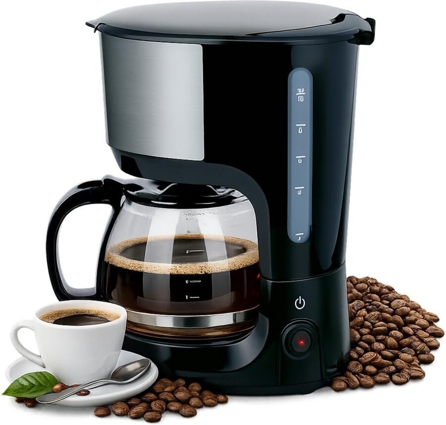 Alpina Koffiezetapparaat Filterkoffie 750 W Koffiemachine met Herbruikbare Koffiezet Filter Koffiemachine met 1 25 L Glazen Kan 10 Kopjes Koffie per Keer Anti-Druppel Koffiemaker Zwart