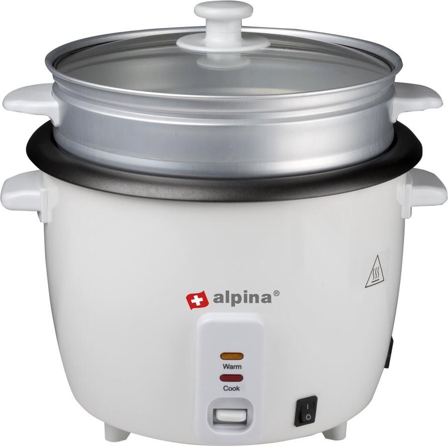 Alpina Rijstkoker 1 8 Liter 700 Watt Stomer voor Groente Warmhoudfunctie Wit