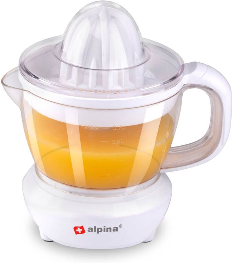 Alpina Citruspers 0.7L – Sinaasappelpers Elektrisch 25W – Citrus Pers met 2 Perskegels – Sapcentrifuge voor Sinaasappels en Citroenen – Vaatwasbestendig