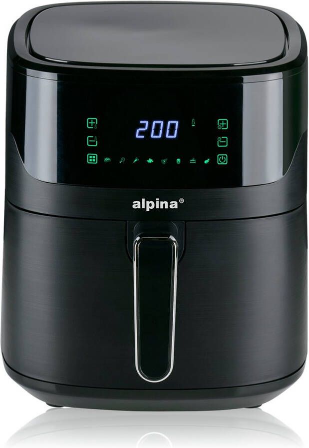 Alpina Airfryer XL Heteluchtfriteuse 6L Air Fryer 2 tot 5 Personen Heteluchtoven met Digitaal Touchscreen Instelbare Temperatuur 80 tot 200 Graden Timer Functie 8 Kookprogramma's - Foto 2