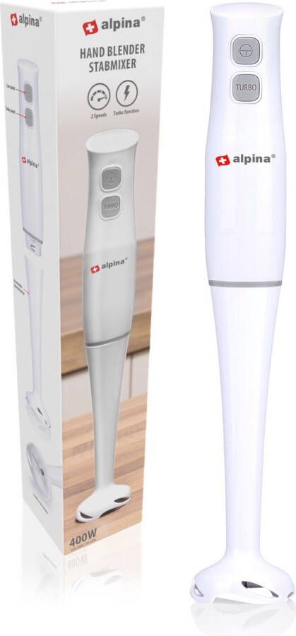 Alpina Staafmixer 400W Handmixer met Turbofunctie en Afneembare Staaf Mixer voor Soep Smoothies en Babyvoeding Roestvrijstalen Messen Wit - Foto 2