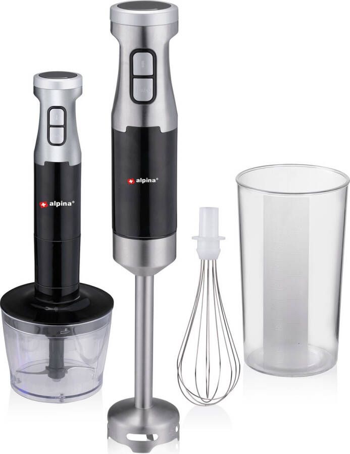 Alpina Staafmixer Set HB6700F-N Staafmixer met Hakmolen Handmixer Elektrisch Garde Klopper 1000W Incl. 700ML Maatbeker Mixer 4-in-1 BPA-Vrij RVS - Foto 3
