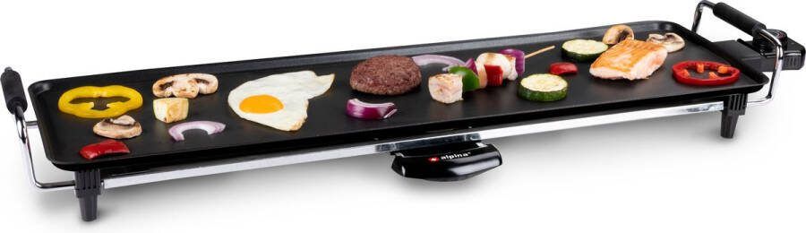 Alpina Teppanyaki Grillplaat 1800 Watt 70 x 23 cm Anti-Aanbaklaag Thermostaat Fatcollector