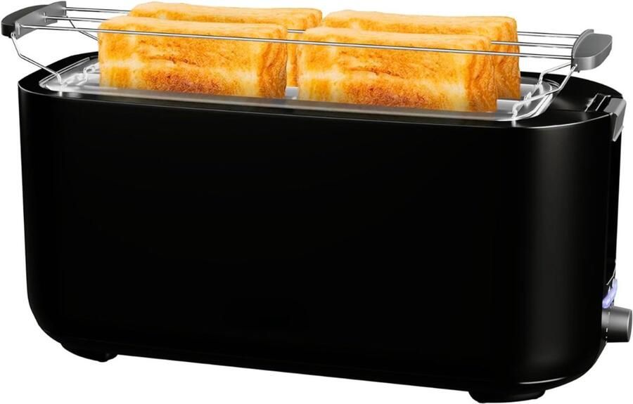 AMA Broodrooster met Tostiklemmen Broodrooster Toaster 38x15x17.5cm Zwart