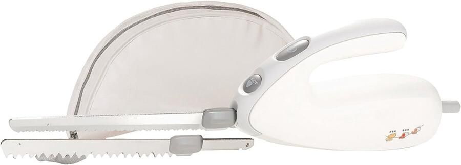 AMA Elektrisch Broodmes Broodsnijder Vleesmes Draadloos Vervangbare Messen ‎32x12x8cm Wit