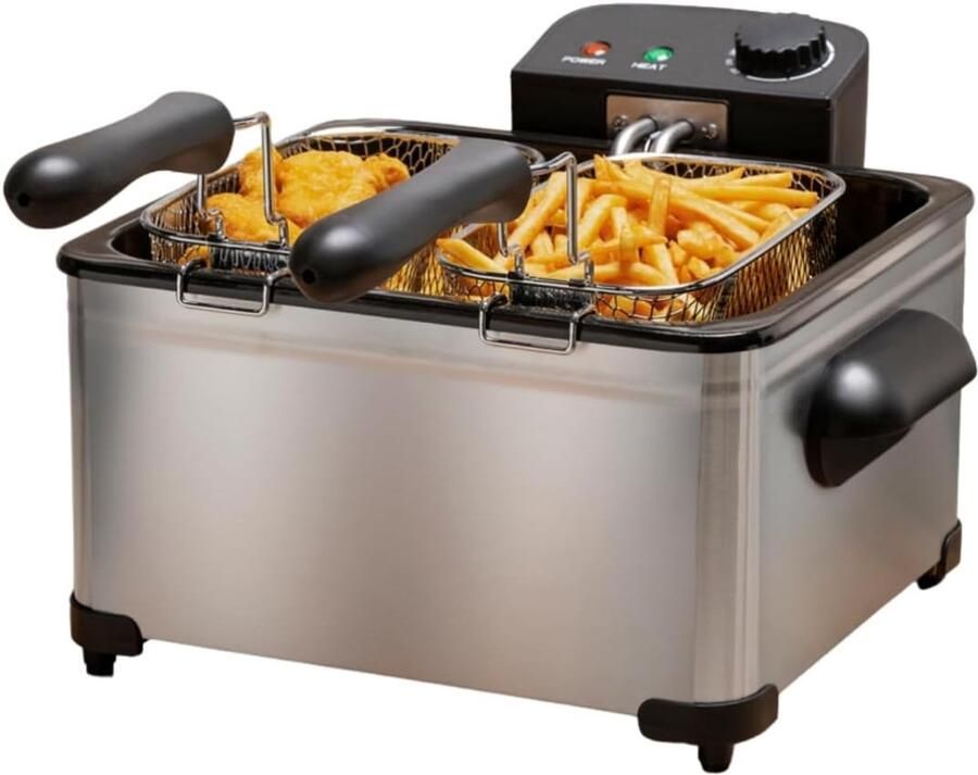 AMA Frituurpan 5 Liter Frituurpan Friteuse- 31x34x25cm Zilver