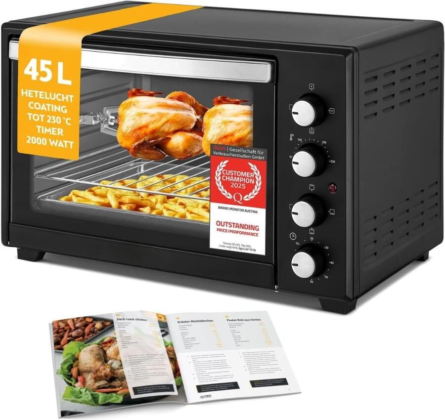 AMA Heteluchtoven Oven Airfryer Oven Zwart 45 Liter