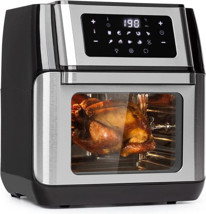 RVV Mini Airfryer Heteluchtfriteuse Friteuse 3D Verwarmingssysteem Zilver ‎32cm x 36cm x 37cm