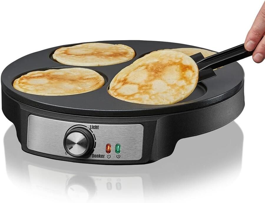 AMA Pannenkoekenmaker Pannenkoekenpan Elektrische Pannenkoekenpan Zwart 33x31x6cm