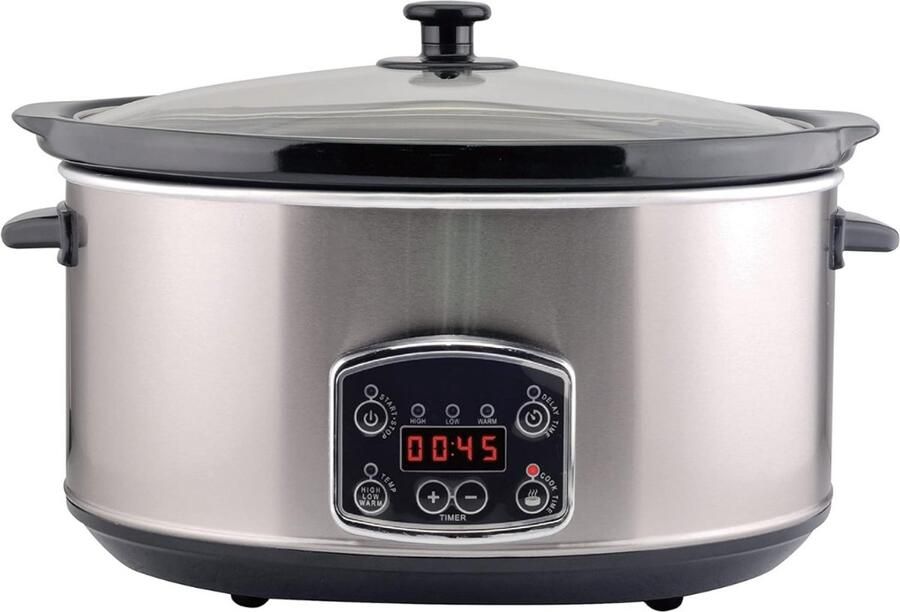 AMA Slowcooker met Timer Crockpot Stoompot Inclusief Warmhoudfunctie 4.5 Liter