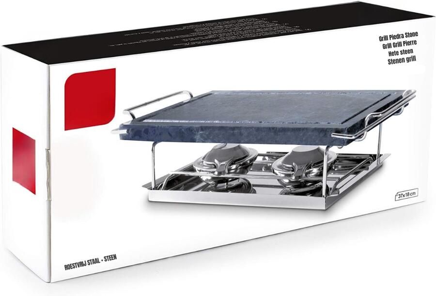 AMA Steengrill Lavasteen Grillplaat Zwart ‎37cm x 18cm x 12cm