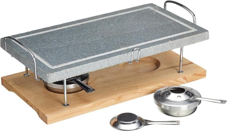 AMA Steengrill Tafelgrill Grillplaat 15x41.5x22cm Grijs