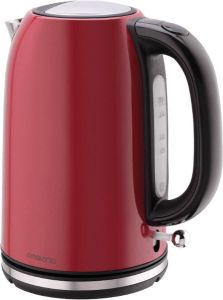 Ambianor Ambiano Retro Waterkoker Elektrisch- zwart rood 1 7liter Kalkfilter Kabelwikkelaar