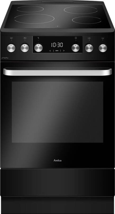 Amica ACV605RN Keramisch Fornuis met aangesloten 3 Fasekabel Airfry 50 cm B Matzwart