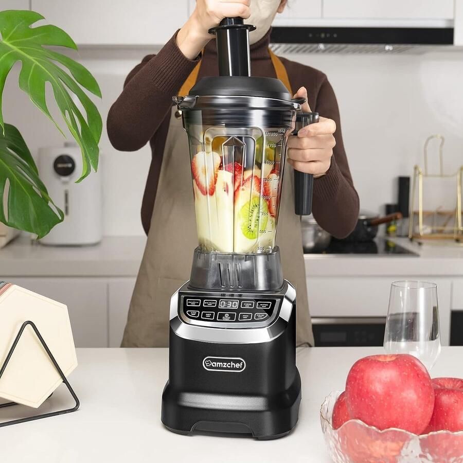 AmzChef ZM5003 Professionele Blender Smoothie Maker incl. Reisfles To Go (600ml) 1800W 1.85L Kan IJscrusher Touch Bediening