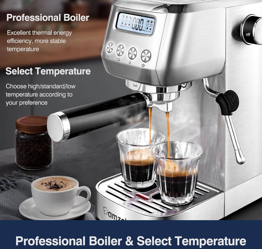 AmzChef Espressomachine met Melkopschuimer