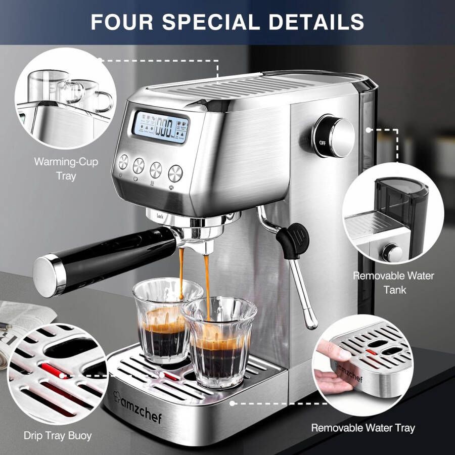 AmzChef Espressomachine met Melkopschuimer