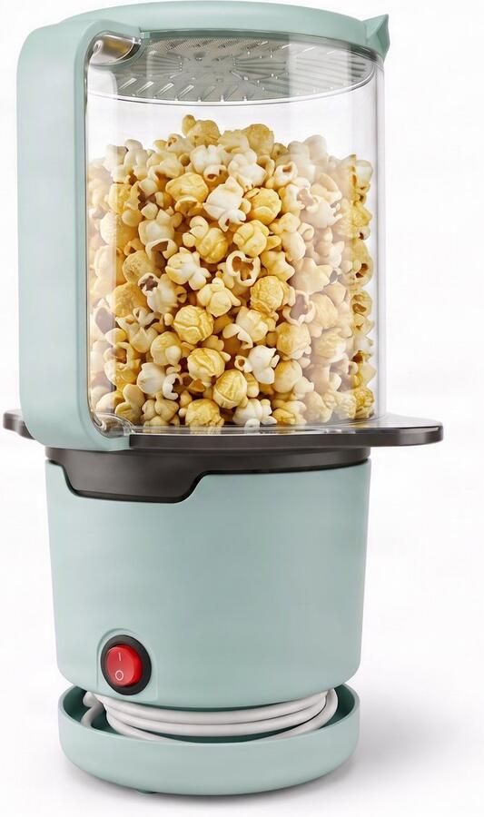 Anaví Popcorn Machine Popcornmaker zonder Olie Klaar in 2 Minuten Ingebouwde Eetkom Compact en Makkelijk Schoon te Maken
