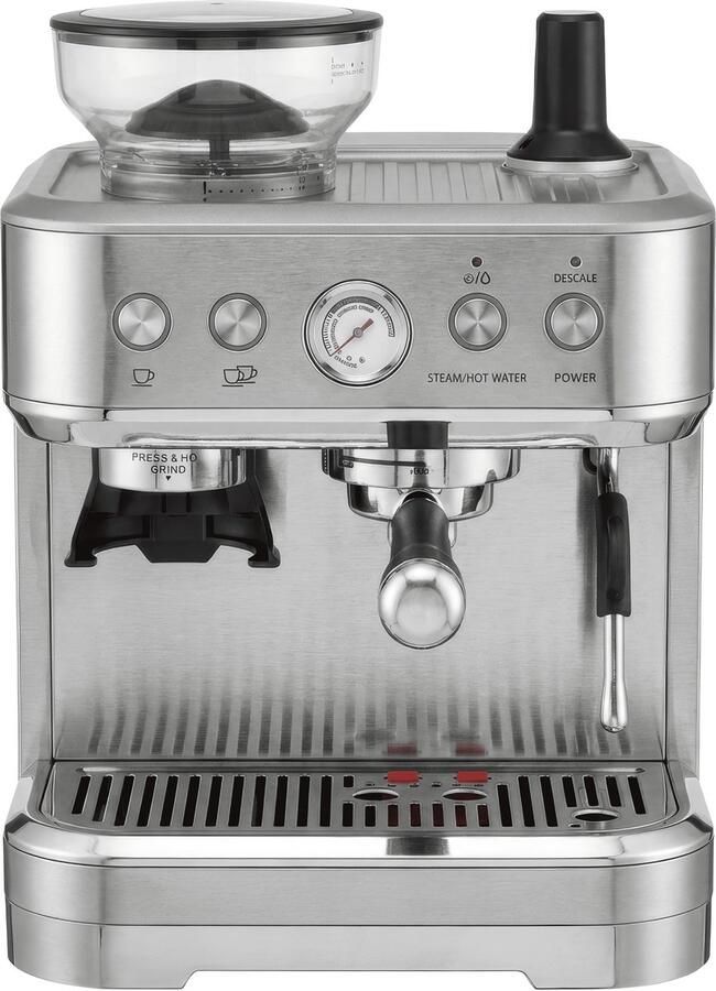 Anbolife Koffiemachine van 15 bar met geïntegreerde molen melkschuimer 2 5 liter waterreservoir roestvrijstalen barista-machine voor thuis en op kantoor