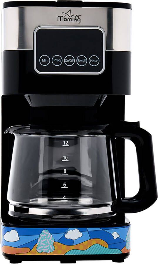 Any Morning Filterkoffiezetapparaat Premium Koffiemachine Koffie Apparaat Met Glazen Kan en Slim Touchscreen Systeem Inclusief maatschep Zilver