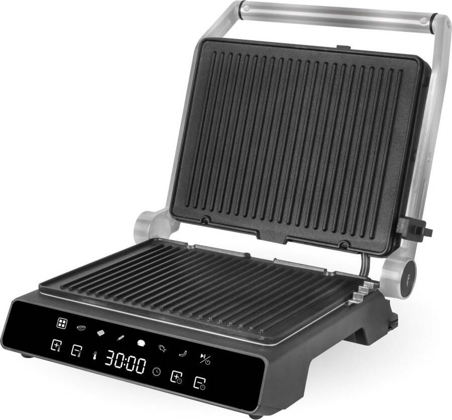 AoraKitchen Contactgrill 180º Uitklapbaar Grill Apparaat met Uitneembare Platen 7 Standen Tosti en Panini Ijzer 2000W - Foto 2