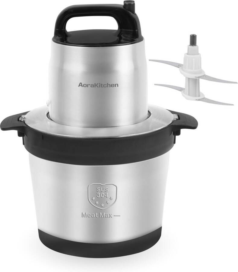 AoraKitchen Hakmolen 5 Liter 2 Snelheden Chopper 2000W Elektrisch 4 RVS Messen