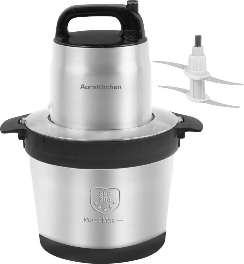 AoraKitchen Hakmolen 5 Liter 2 Snelheden Chopper 2000W Elektrisch 4 RVS Messen - Foto 1