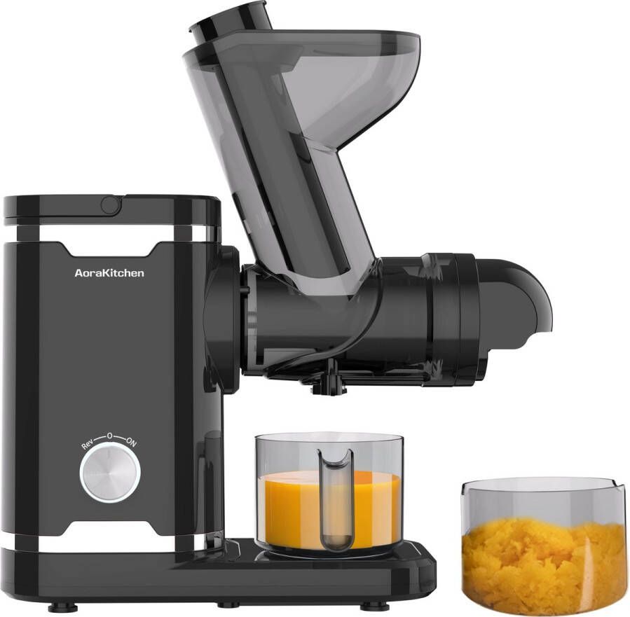 AoraKitchen Slowjuicer met Omkeerfunctie Sapcentrifuge 500 ML Juicer voor Groenten en Fruit Fruitpers Zwart