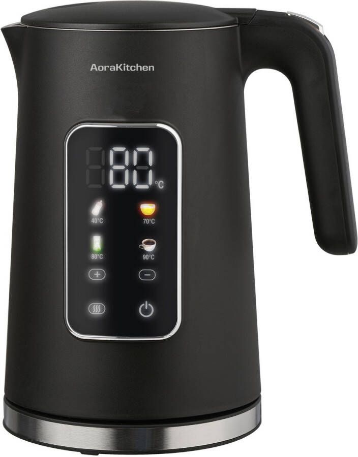 AoraKitchen Waterkoker LED Touchscreen Instelbare Temperatuurregeling Waterkokers 1.7L Elektrisch Cool Touch Zwart