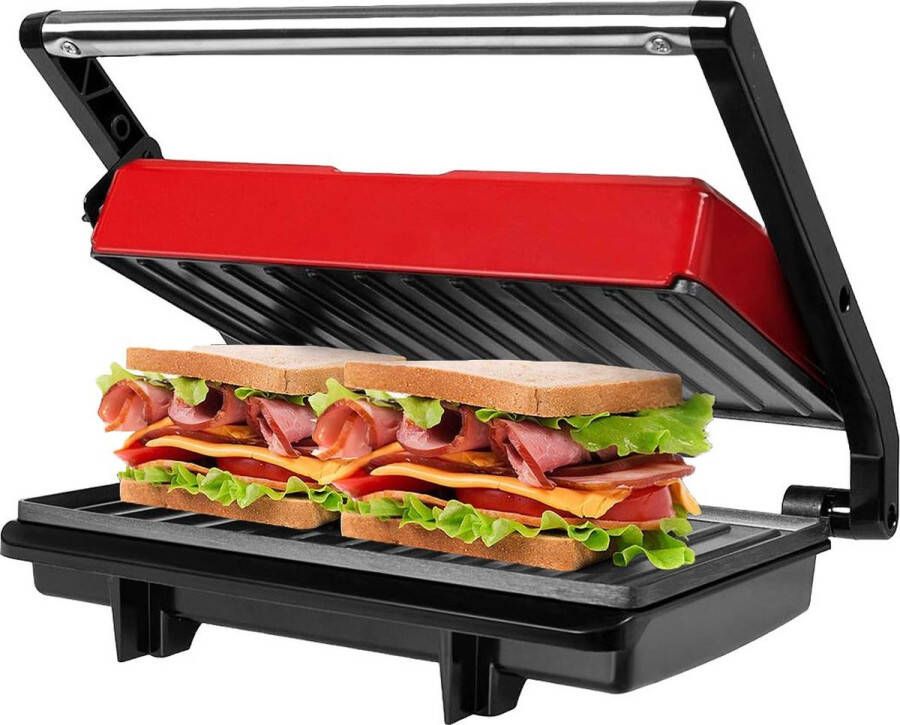 ApexArte Contactgrill Tosti Apparaat Tosti-ijzers Panini Grill Rood