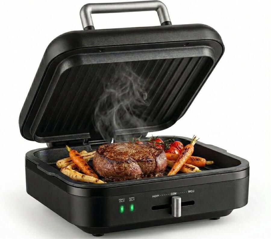 ApexArte Contactgrill Tosti Apparaat Tosti-ijzers Panini Grill Zwart
